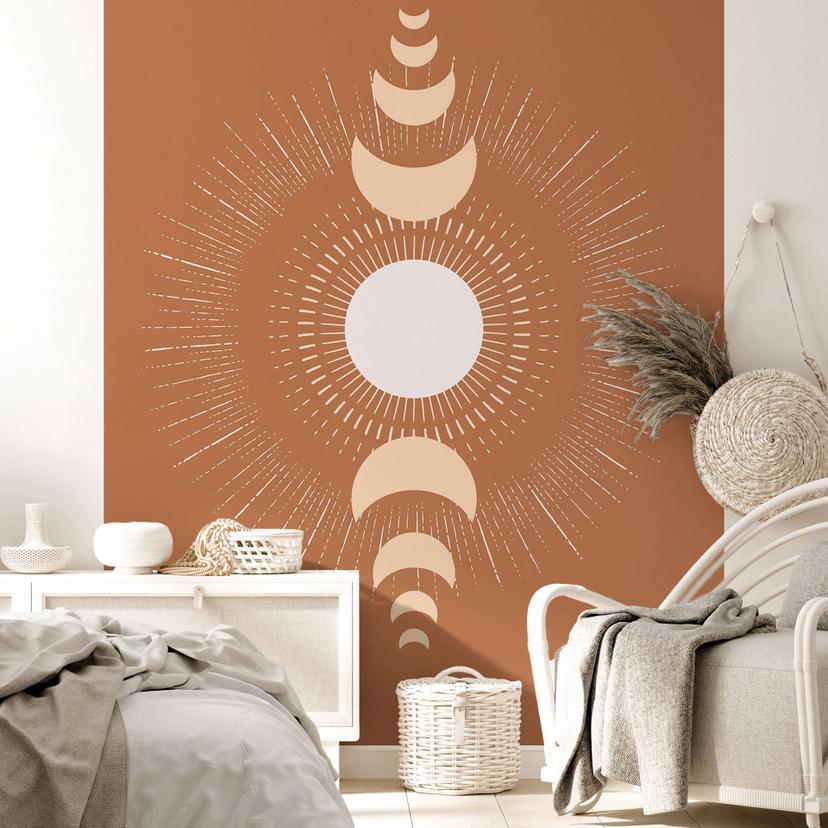 Papier peint cycles lunaires - soleil et lune en harmonie - KsanaKalpa