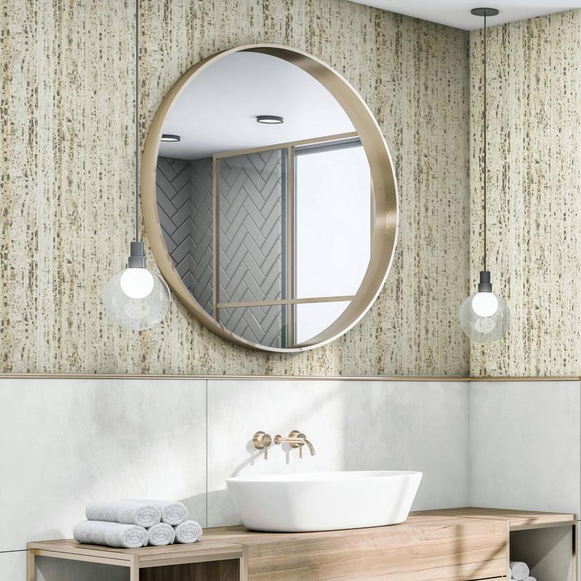 Ikke-vævet tapet med travertin-steneffekt i naturligt look med beige tekstur