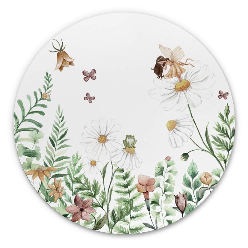 Tableau sur alu-Dibond rond Kikki Belle - Jardin des fées