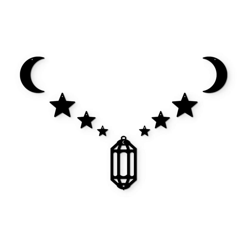 Decoro acrilico Ramadan Set - Luna stelle e lanterna