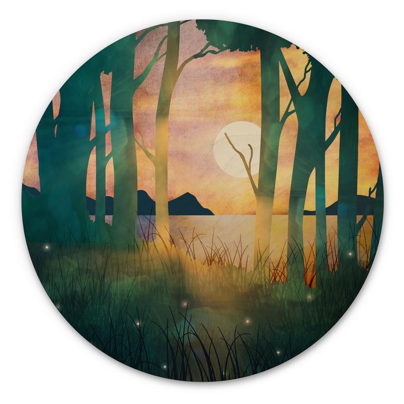 Væg cirkel træ Skovens magi ved solnedgang - SpaceFrog Designs
