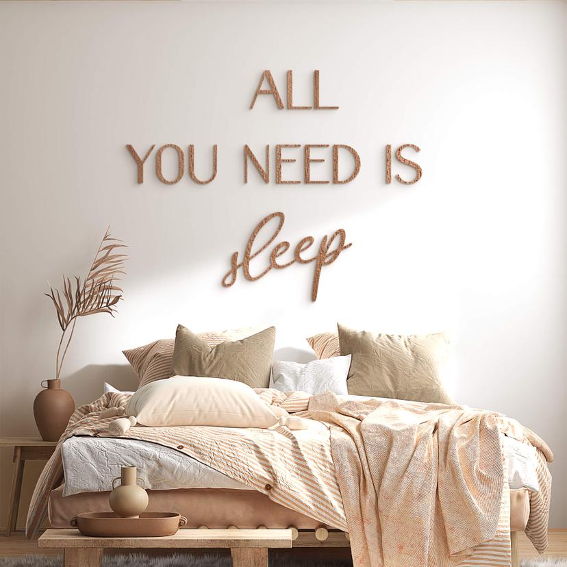 Træ vægdekoration mahogni finer All you need is Sleep