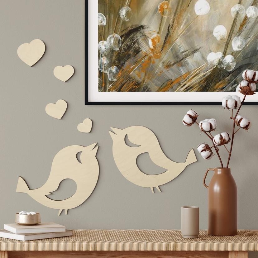 Arte en madera de álamo - Sparrow love