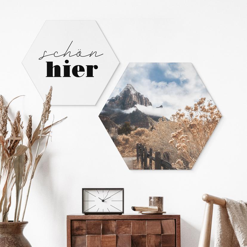Hexagon Dibond Tropische bladeren - Haase