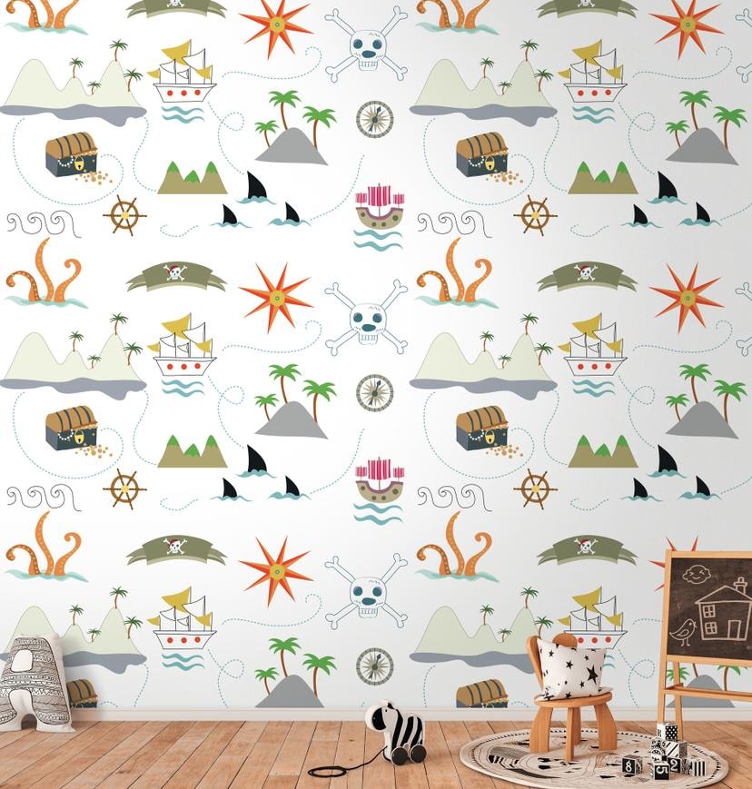 børneværelse tapet farvet creme - ikke-vævet tapet kunst til børn Livingwalls - mat og glat