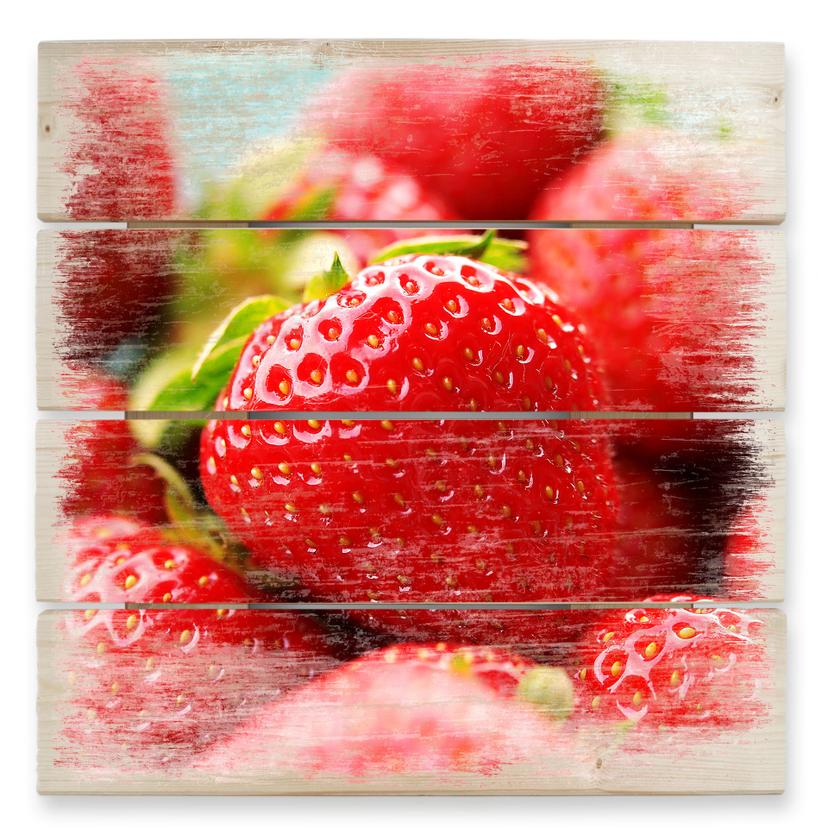 Cuadro de madera fresas del huerto - 40x41,5 cm