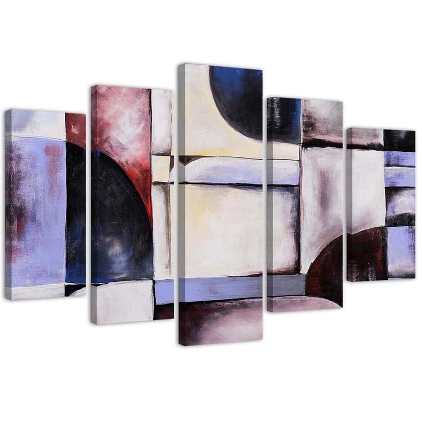 Impression sur toile 5 pièces, abstraction violette
