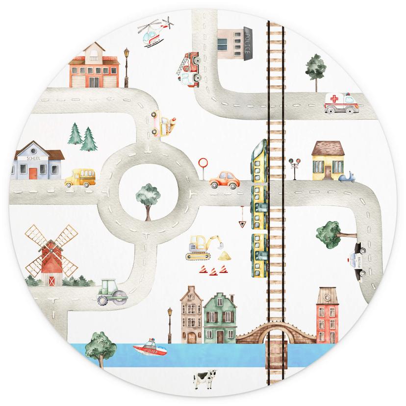 Oliver Robins - Play street - Fotomurale rotondo - carta da parati in tessuto non tessuto/carta da p