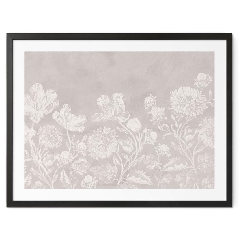 Blomster plakat vilde blomster i kridtlook beige - Bloomery Decor