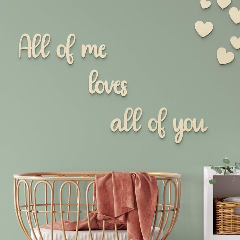 Decoración en madera de álamo - Letras 3D All of me loves all of you