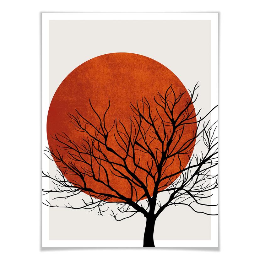 Poster Kubistika - Coucher de soleil chaud