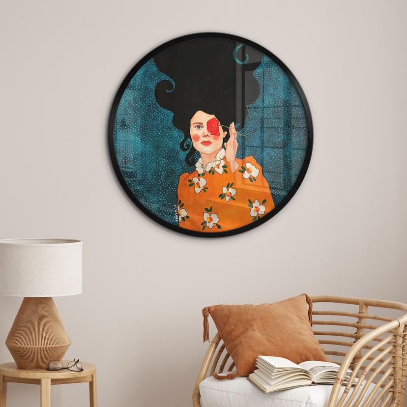 Mystisk kvinna med ros Poster - Hülya - Rund