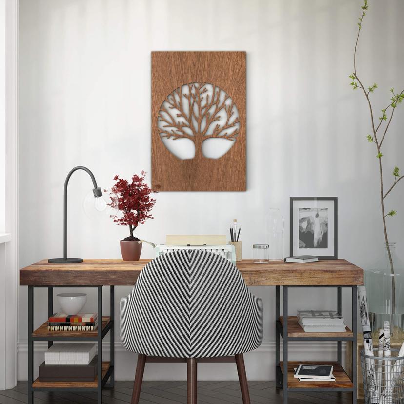 Décoration en bois - Arbre de vie - Placage d'acajou