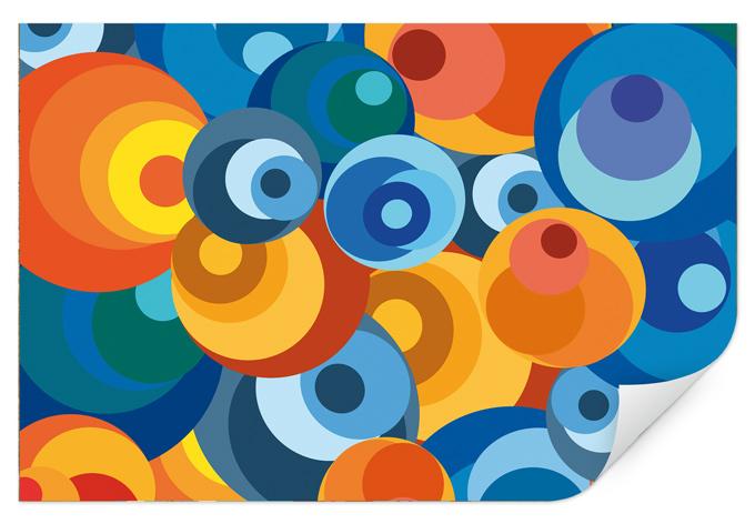 Poster autocollant - W - Cercles Rétro 1970