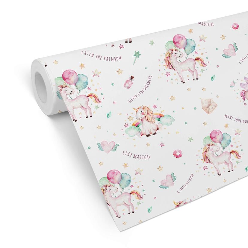Kvilis tapet med mønster - Sweet Unicorns - balloner