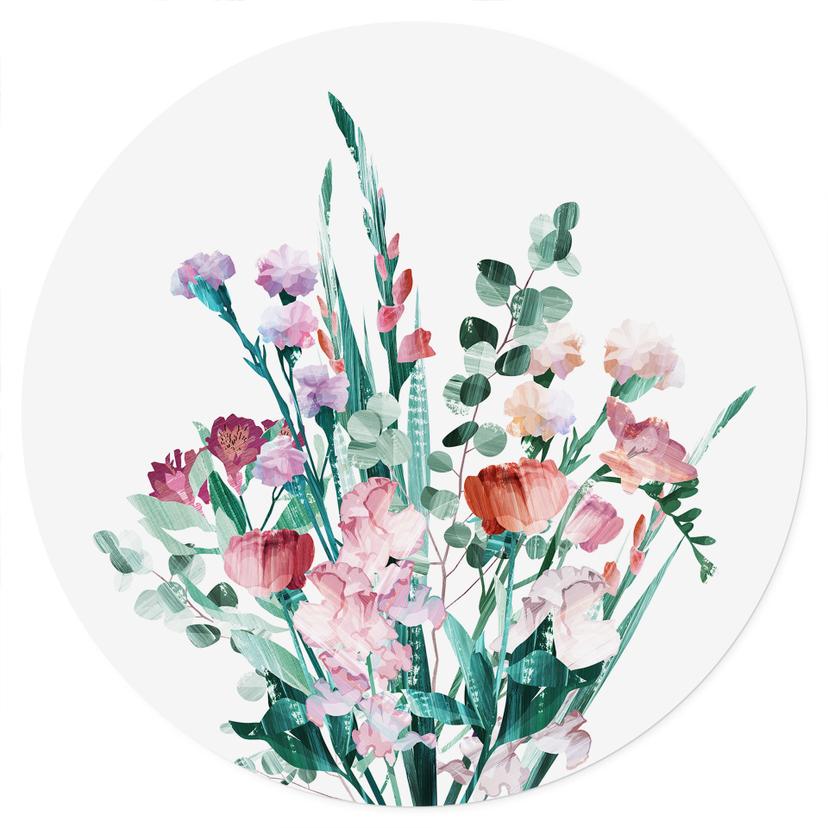 Adesivo murale Bouquet di fiori selvatici in primavera - Goed Blauw - Rotondo