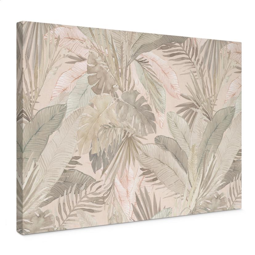 Lienzo hojas tropicales en la jungla pastel - Bloomery Decor