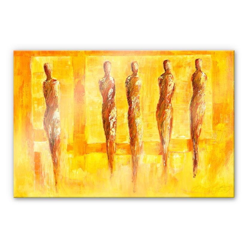 Akrylbillede Schüßler - Fem figurer i gult
