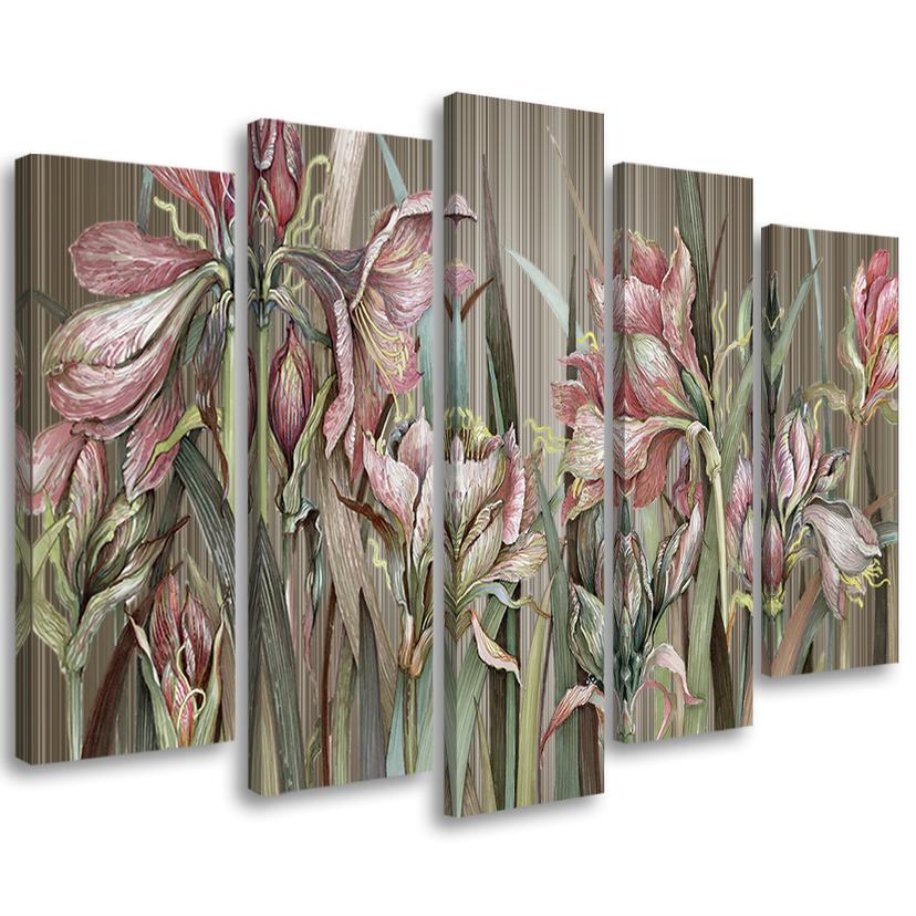 5 stykke lærredstryk, Iris blomster