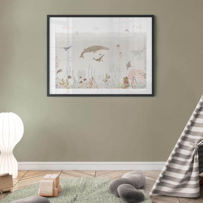 Poster Le balene e i loro amici nel mondo sottomarino - Poster per bambini - Oliver Robins