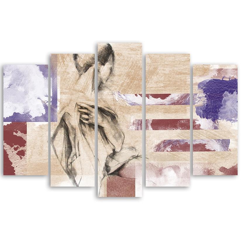 Stampa su tela 5 pezzi Astrazione femminile Beige