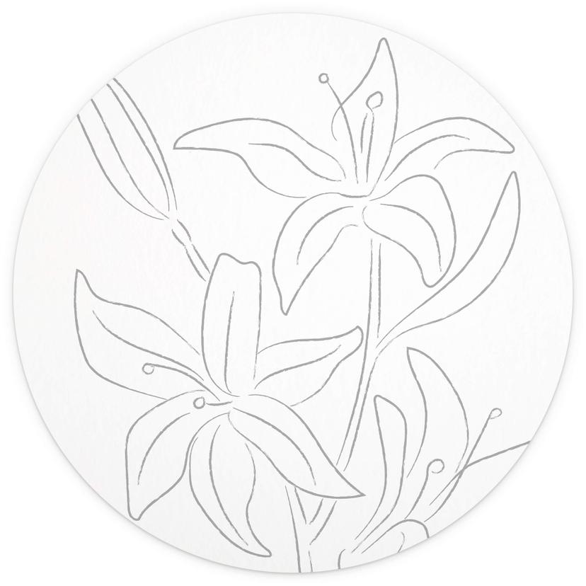1X Studio - Linjekonst blommor - Minimalistiska blommor - Rund Fototapet - non-woven tapet/självhäft