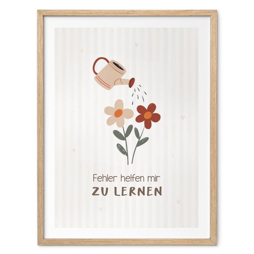 Affirmationsposter 'Fehler helfen mir zu lernen' mit Gießkanne für Kinder