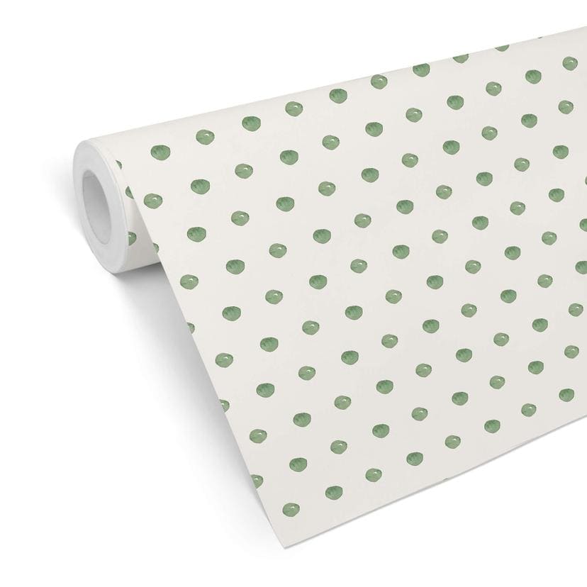 Papier peint à motifs - Points à l'aquarelle 02 - vert