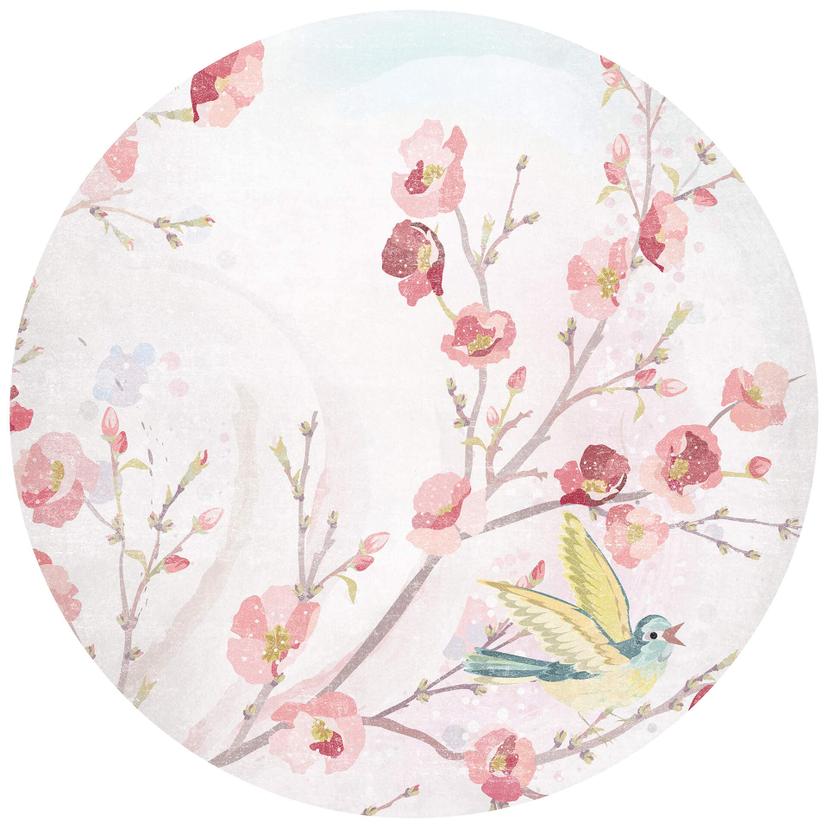 Fototapet med vårblomning - rund - non-woven tapet/självhäftande non-woven tapet