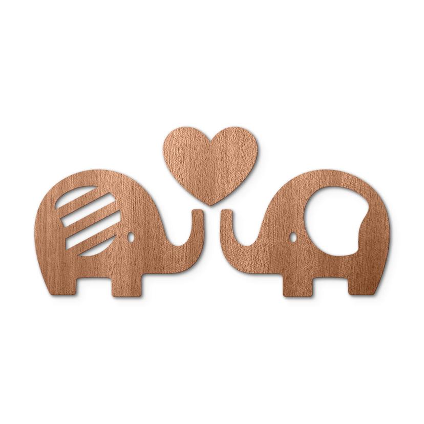 Decoro in legno - Elefanti con cuore (3 pz.)