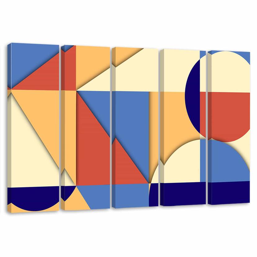 Lærredstryk 5 stykker, geometriske abstraktionsformer