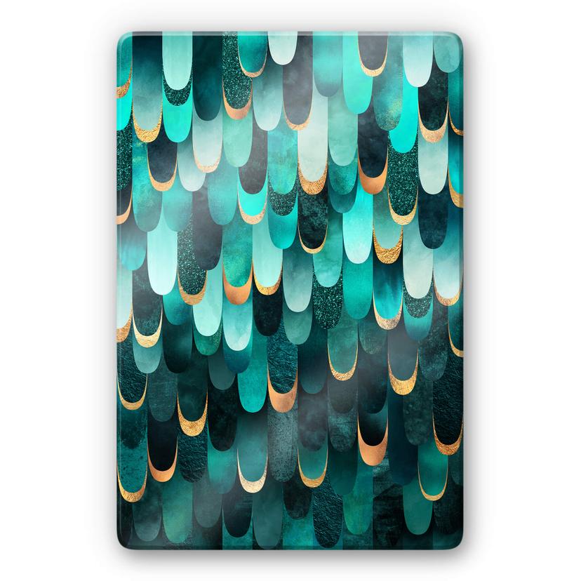 Glasschilderij Fredriksson - Turquoise Veren