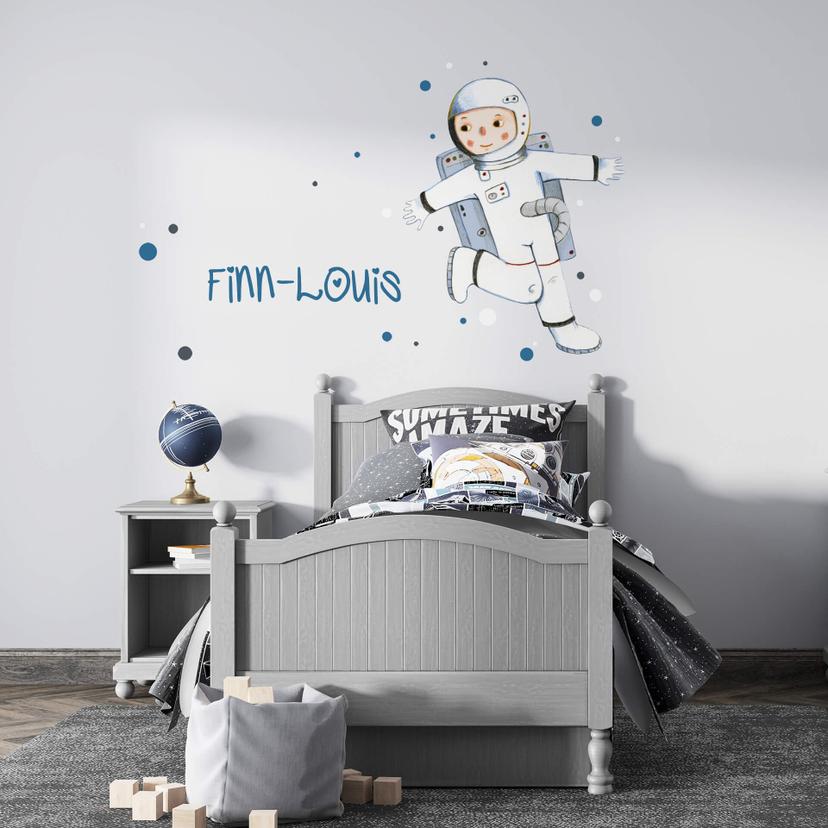 Sticker mural Astronaute (Judith Loske) + Nom à personnaliser