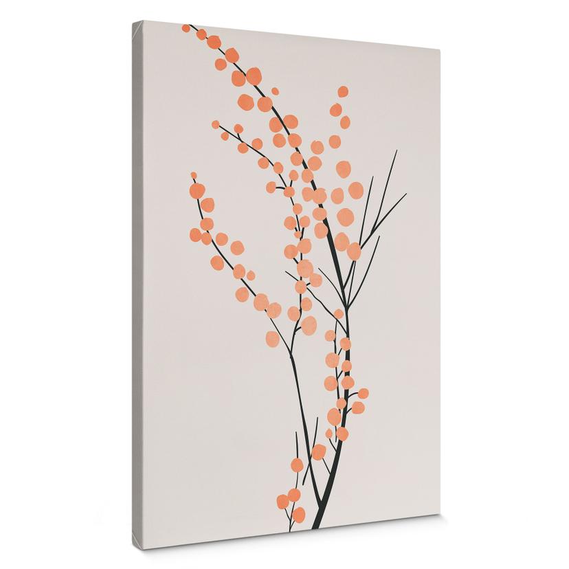 Canvas  Ferskenfarvede kirsebærblomster - Kubistika