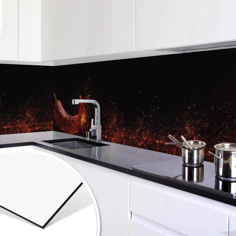 Revêtement pour cuisine - Alu-Dibond - Piment en feu
