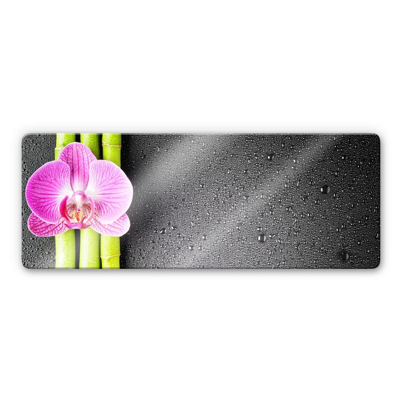 Glasbillede - Orchidé og Bambus 2