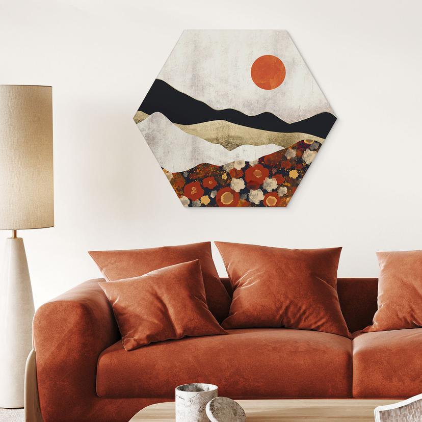 Hexagon Wandbild Herbstliche Berglandschaft - SpaceFrog Designs - Alu-Dibond