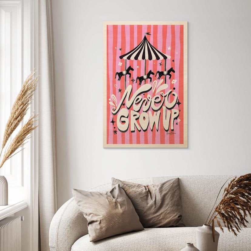 Stampa su legno Never grow up - Bloom