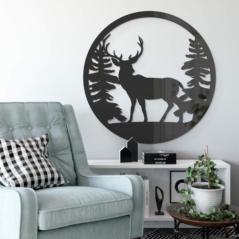 Decoración acrílica ciervo en el bosque