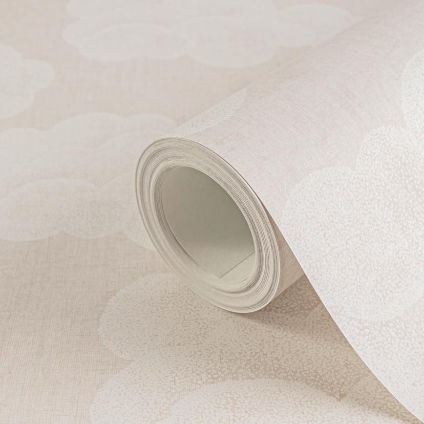 Papel pintado Nube beige blanco - Papel pintado con motivo de nube para cuarto de niños