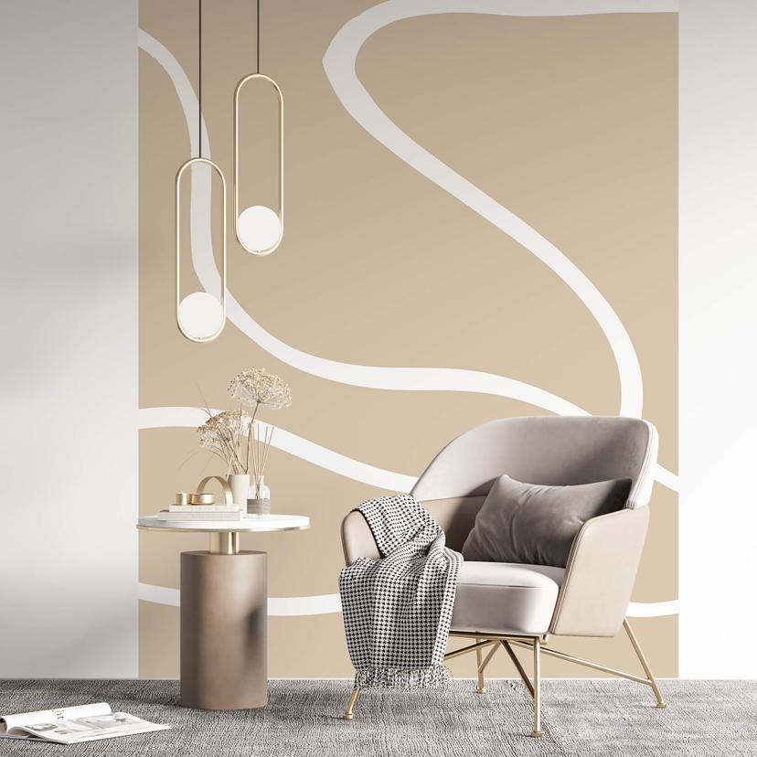 Fototapet 1X Studio - Hvide penselstrøg på beige