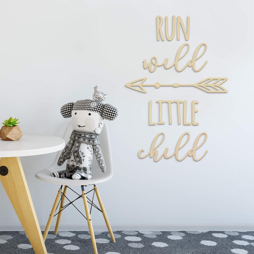 Arte en madera de álamo - Run wild little child
