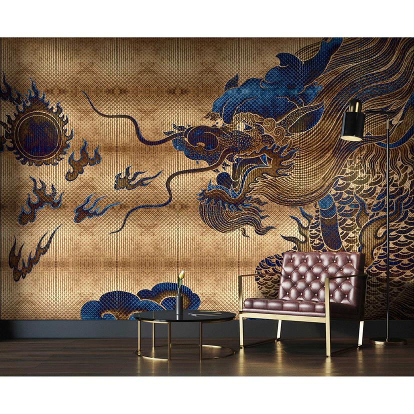Fotomural Paredes de Patel 3 Shenzen 2 oro, azul