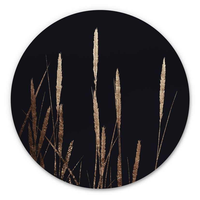 Tableau sur alu-Dibond rond Kubistika - champs d'or