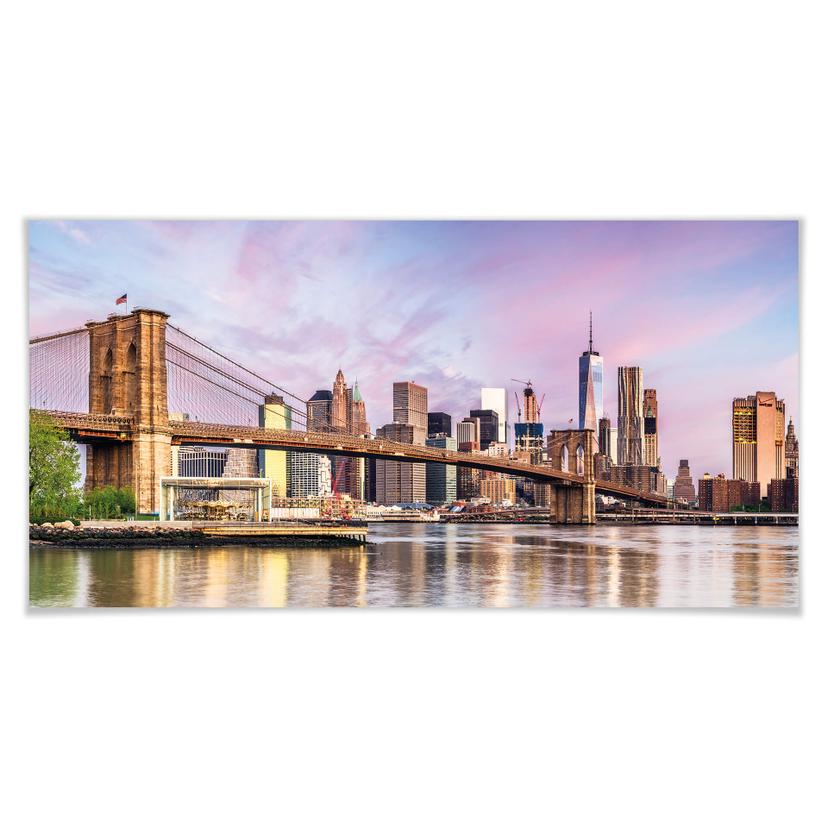 Póster Colombo - Manhattan Skyline y el puente de Brooklyn - Panorama