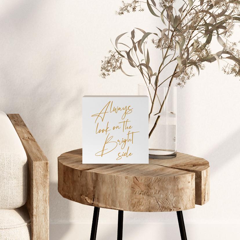 Stampa su legno da appendere - Guarda sempre il lato positivo - KsanaKalpa - 15x15 cm