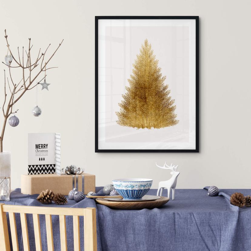 Poster Kubistika - Goldener Weihnachtsbaum