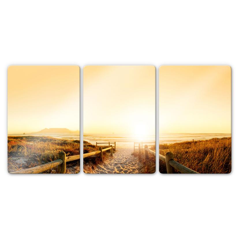 Tableau en verre - Sunset at the Beach (3 parties)