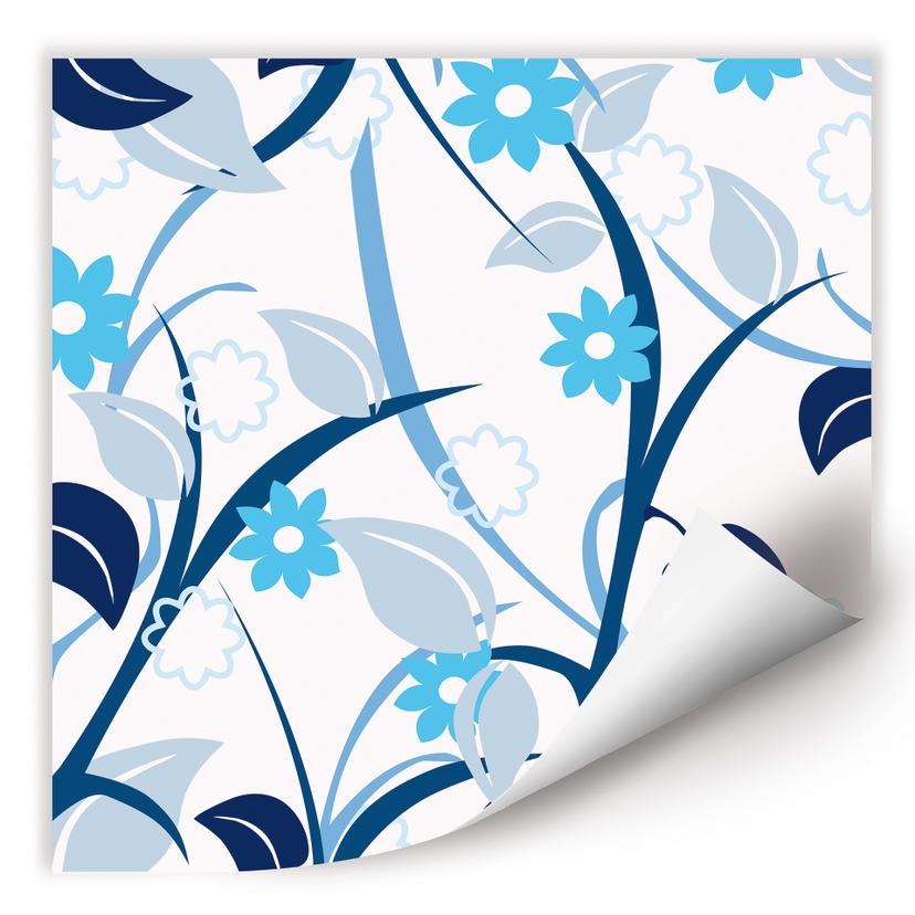 Poster autocollant - W - Fleurs Bleues