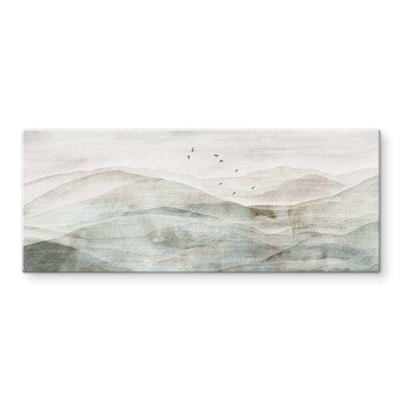 Spatscherm Mistig berglandschap aquarel - Ms Tiff - Panorama